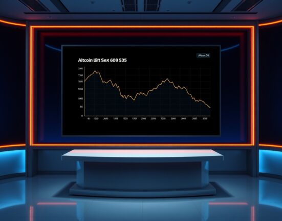 Digital display showing Altcoin Season Index at 52 with a downward trend