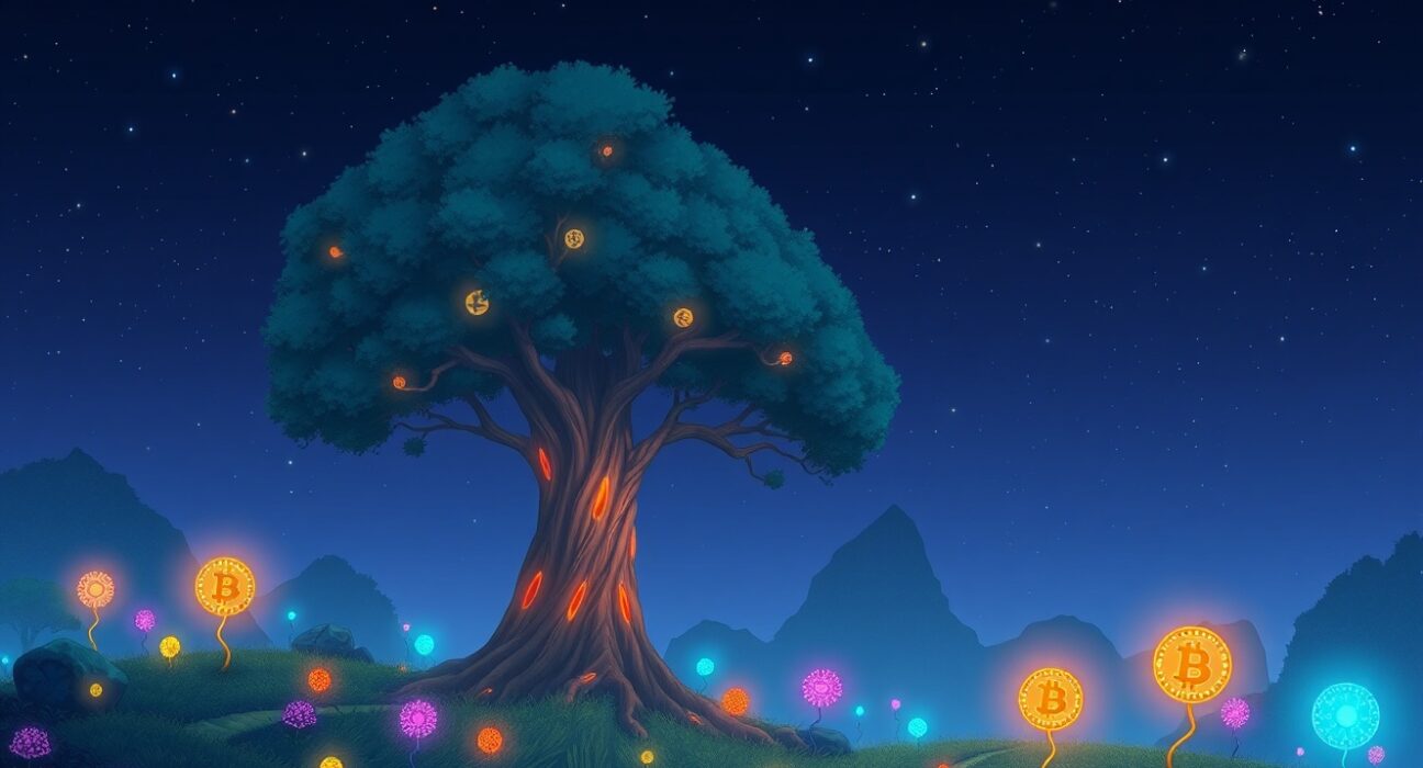 Visual metaphor for the Altcoin Season Index falling as Bitcoin dominance rises in the cryptocurrency market.