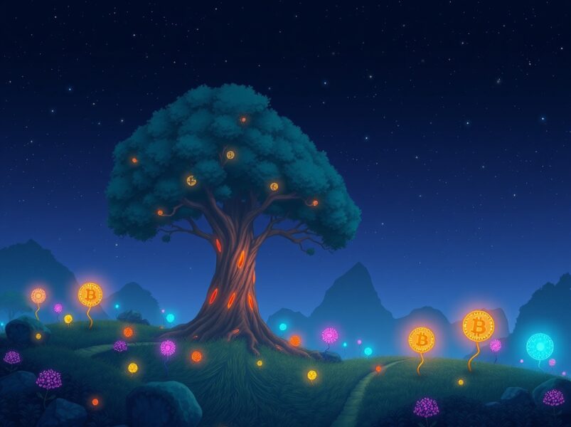 Visual metaphor for the Altcoin Season Index falling as Bitcoin dominance rises in the cryptocurrency market.