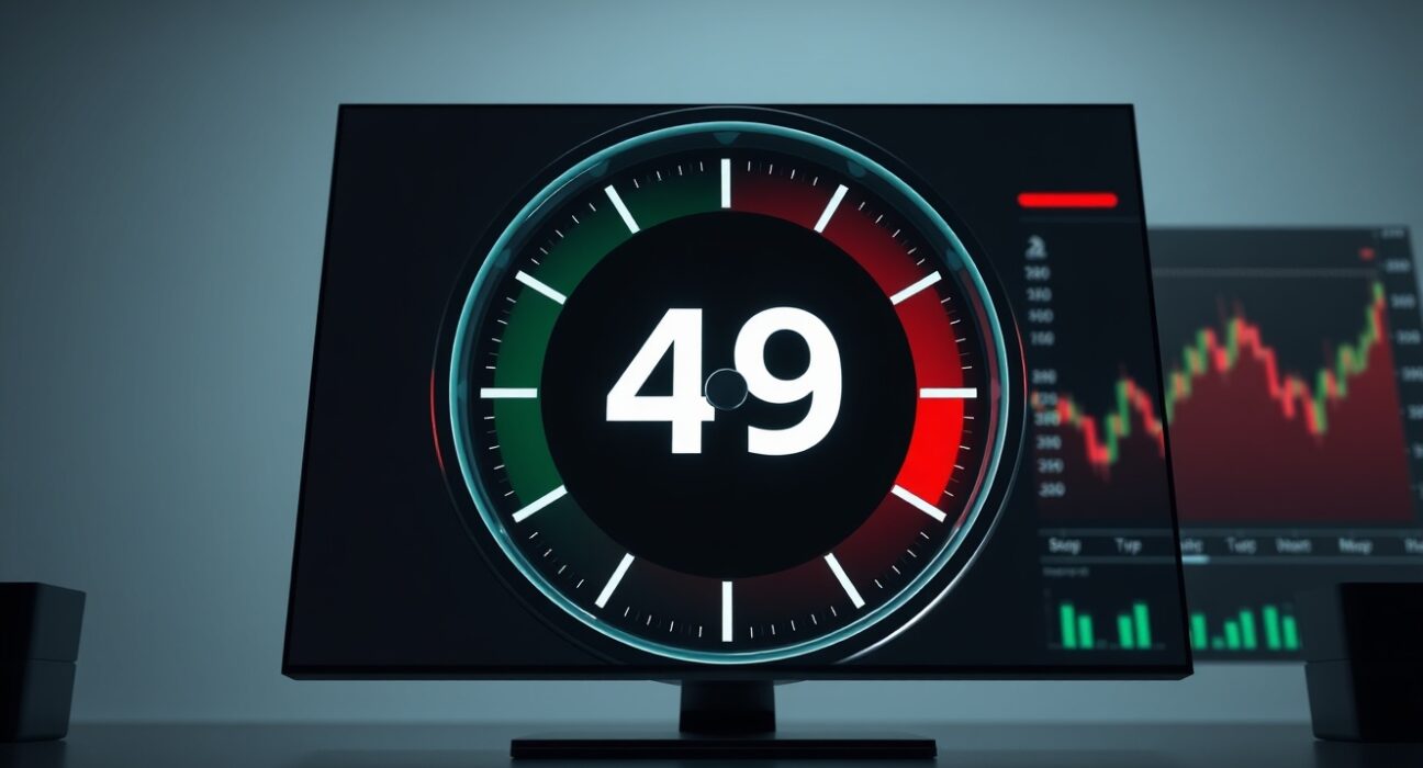 The Altcoin Season Index gauge showing a reading of 49 on a financial analytics dashboard.