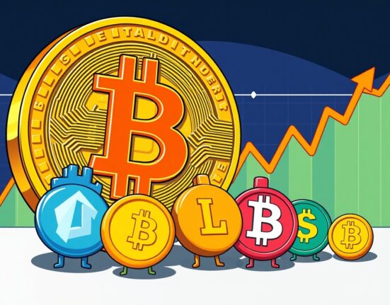 A cartoon illustration showing Bitcoin dominating, explaining the current Altcoin Season status.