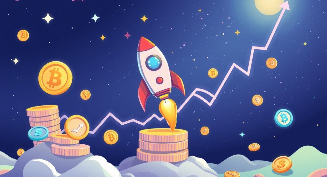 Thrilling altcoin season index surge showing rocket coins celebrating market momentum
