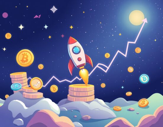 Thrilling altcoin season index surge showing rocket coins celebrating market momentum