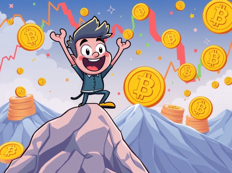 Cheerful altcoin character climbing upward as Altcoin Season Index improves against Bitcoin backdrop