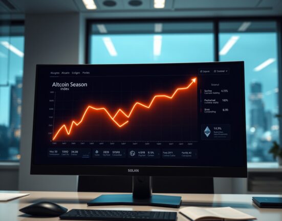Analyst dashboard showing the rising Altcoin Season Index at 41, indicating shifting cryptocurrency market trends.