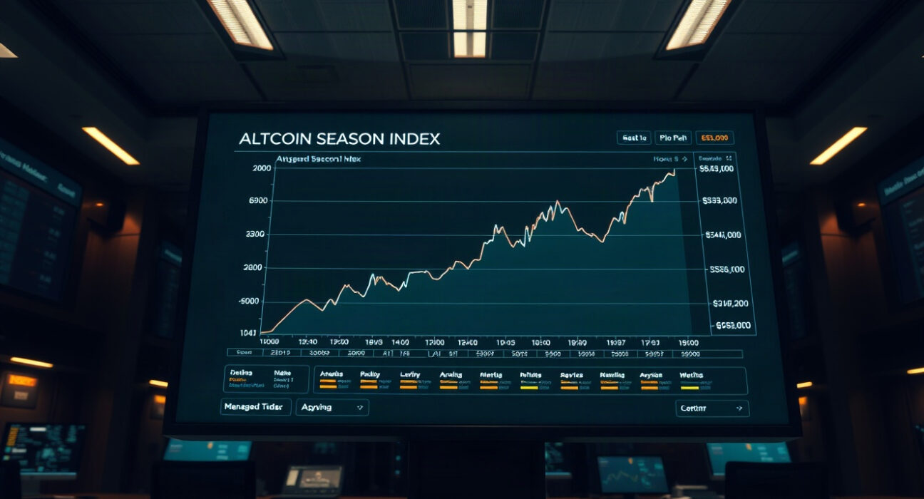 Altcoin Season Index chart on a screen in a financial trading environment