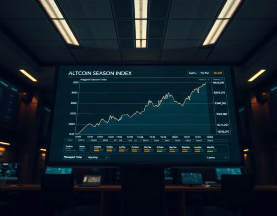 Altcoin Season Index chart on a screen in a financial trading environment
