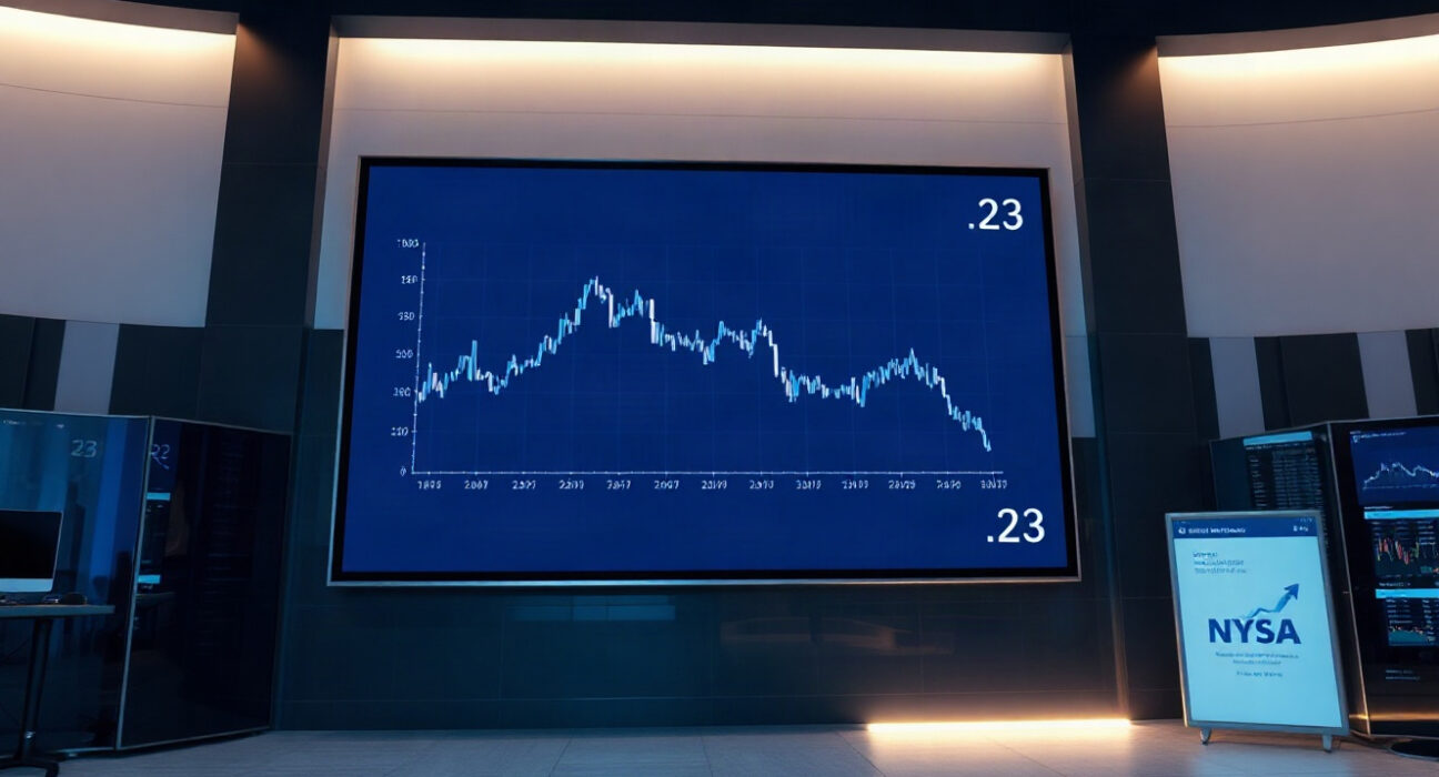 Cryptocurrency market chart on a screen showing Altcoin Season Index at 23