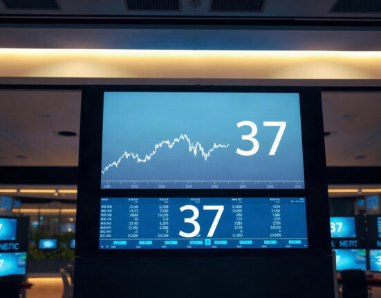 Chart showing Altcoin Season Index at 37 on a trading floor screen