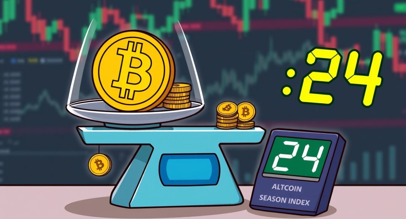 A visual representation of the Altcoin Season Index showing Bitcoin's current dominance over altcoins in the market.