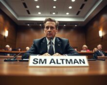 Sam Altman testifying in court during the Elon Musk OpenAI lawsuit