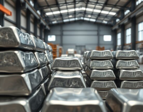Aluminium market analysis showing ingots with Middle East supply chain risks impacting global availability.