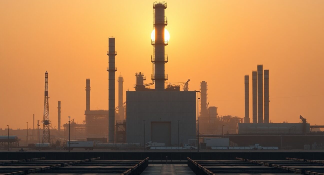 Aluminium smelter facility in the Gulf region showing reduced operations due to supply chain disruptions