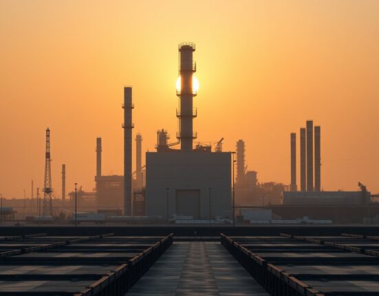 Aluminium smelter facility in the Gulf region showing reduced operations due to supply chain disruptions