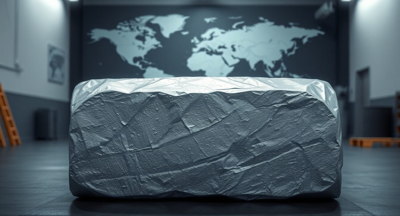 Aluminium ingot representing soaring prices and market volatility due to geopolitical risks.