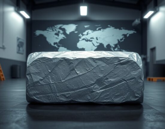 Aluminium ingot representing soaring prices and market volatility due to geopolitical risks.