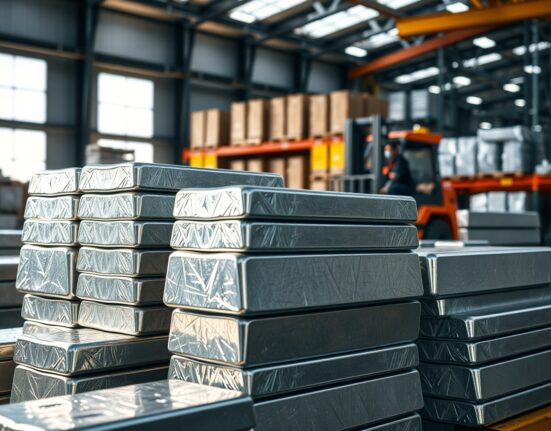 Aluminum ingots in warehouse storage highlighting industrial metal supply chain context