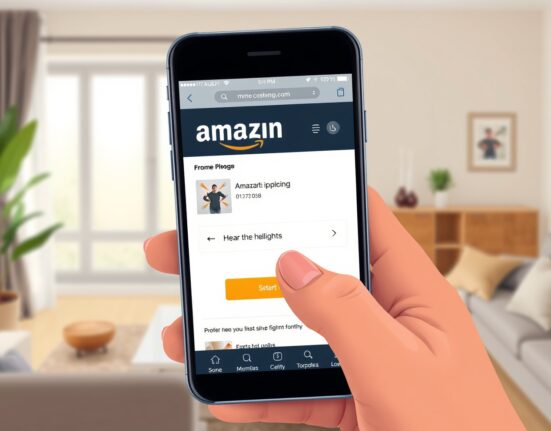 Amazon AI shopping feature: a user tapping the 'Join the chat' audio Q&A button on a product page in the Amazon Shopping app.