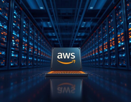 Amazon AI CPUs, specifically AWS Graviton chips, powering Meta's AI workloads in a data center.