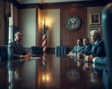 Andy Jassy and government officials in a meeting discussing AI security concerns