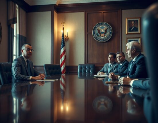 Andy Jassy and government officials in a meeting discussing AI security concerns