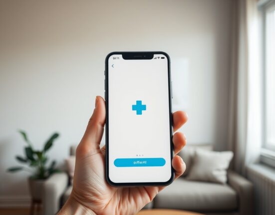 Amazon Health AI assistant interface on a smartphone, representing the new healthcare technology launch.