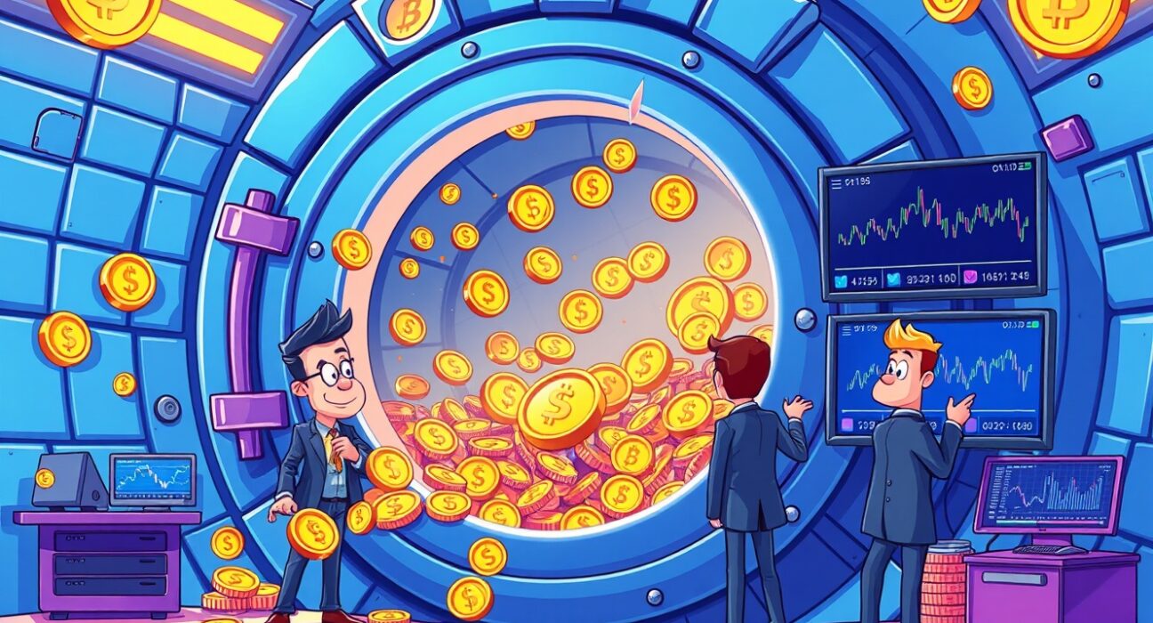 Amber Group UNI deposit illustration showing digital tokens moving to cryptocurrency exchange