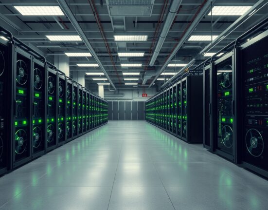 American Bitcoin mining facility with rows of operational ASIC miners, representing the company's growing BTC reserves.