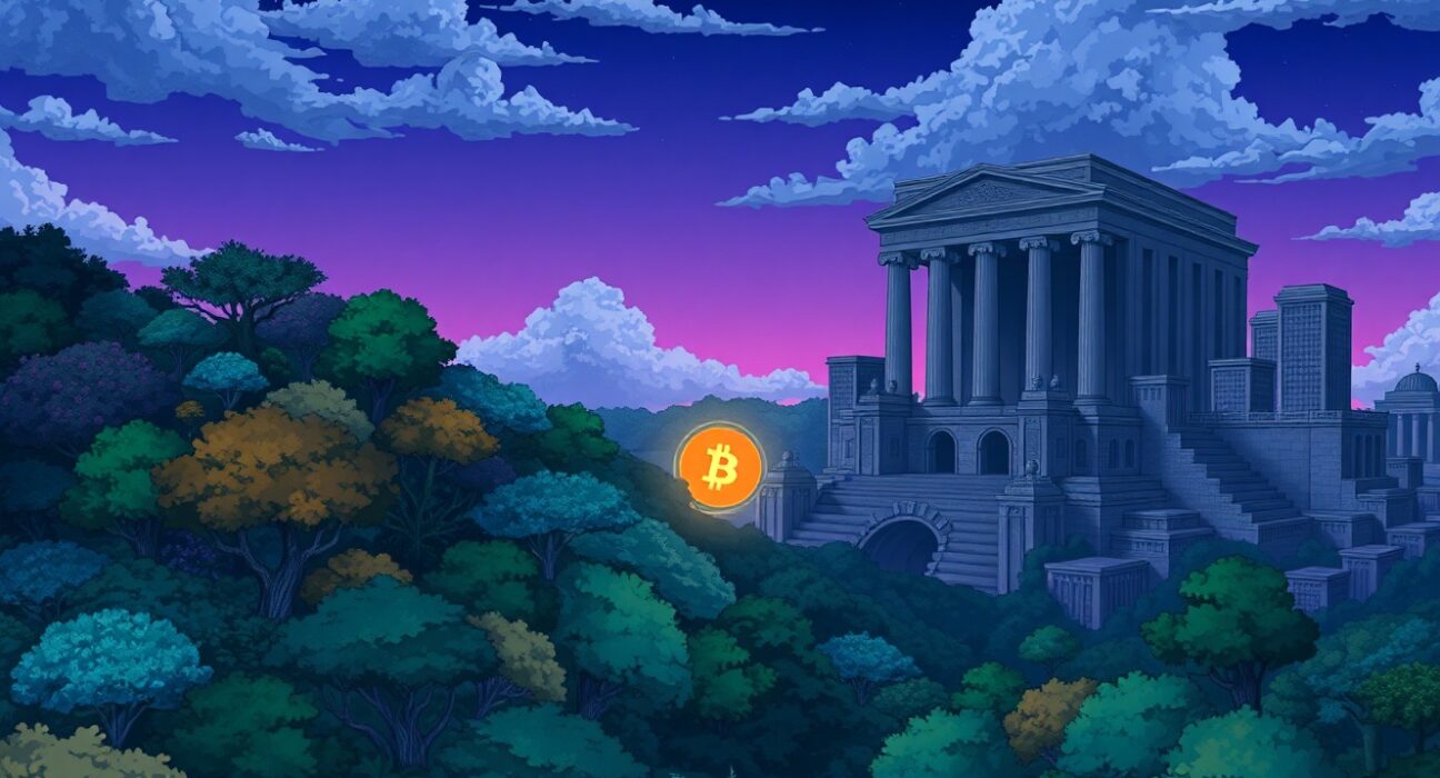 Illustration of American crypto regulation stifling decentralized blockchain innovation.