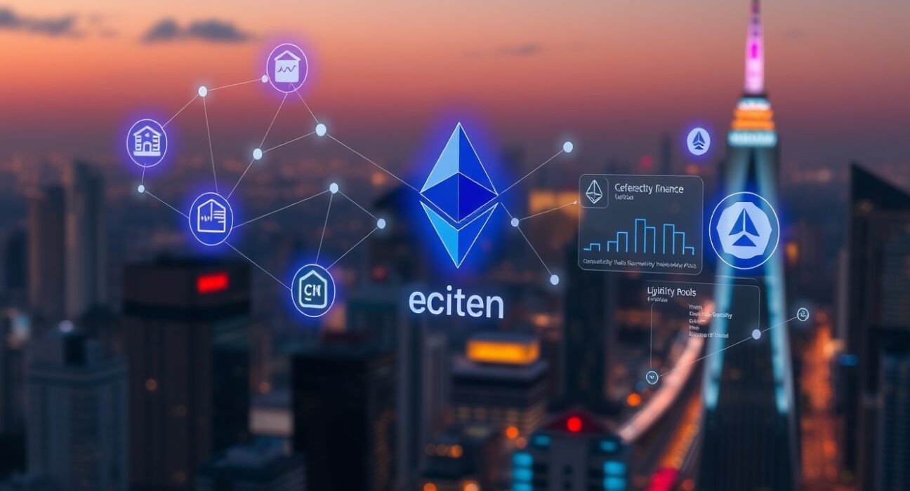 Digital marketplace interface connecting real-world asset tokens to DeFi on Ethereum
