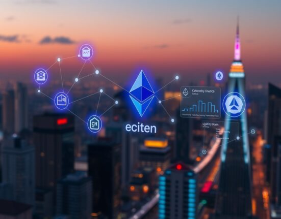 Digital marketplace interface connecting real-world asset tokens to DeFi on Ethereum