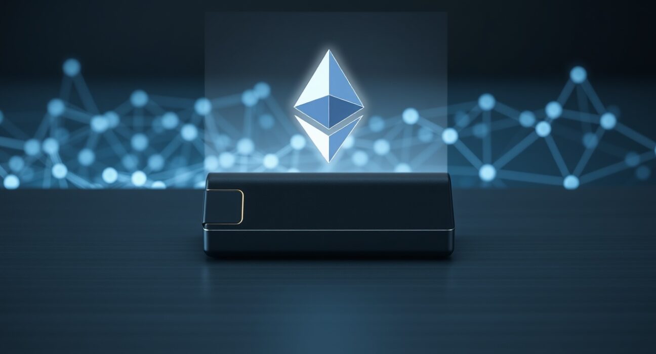 Conceptual image of an Ethereum withdrawal to cold storage representing the $70M Kraken transaction.