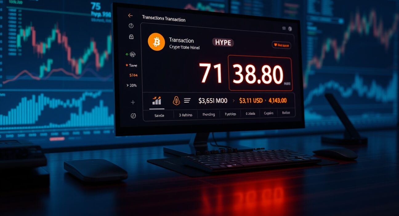 Digital dashboard showing a large HYPE token transaction worth $3.02 million from an anonymous whale.