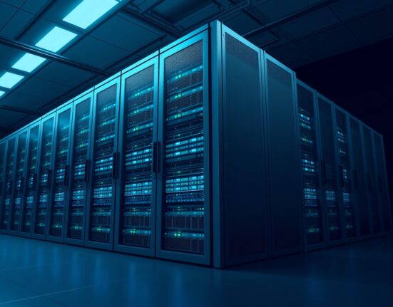 Secure data center infrastructure representing a $150 million cbBTC deposit to Coinbase by an anonymous whale.