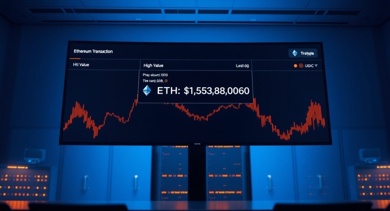 Cryptocurrency exchange screen showing a large Ethereum transaction confirmation.