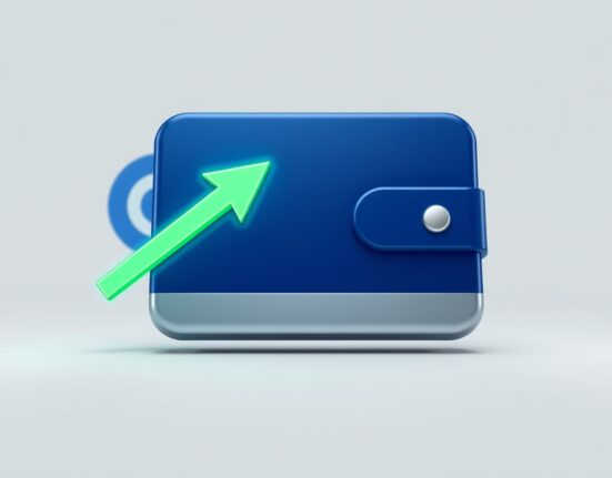 Digital wallet icon with upward arrow representing a large cryptocurrency withdrawal from Coinbase.