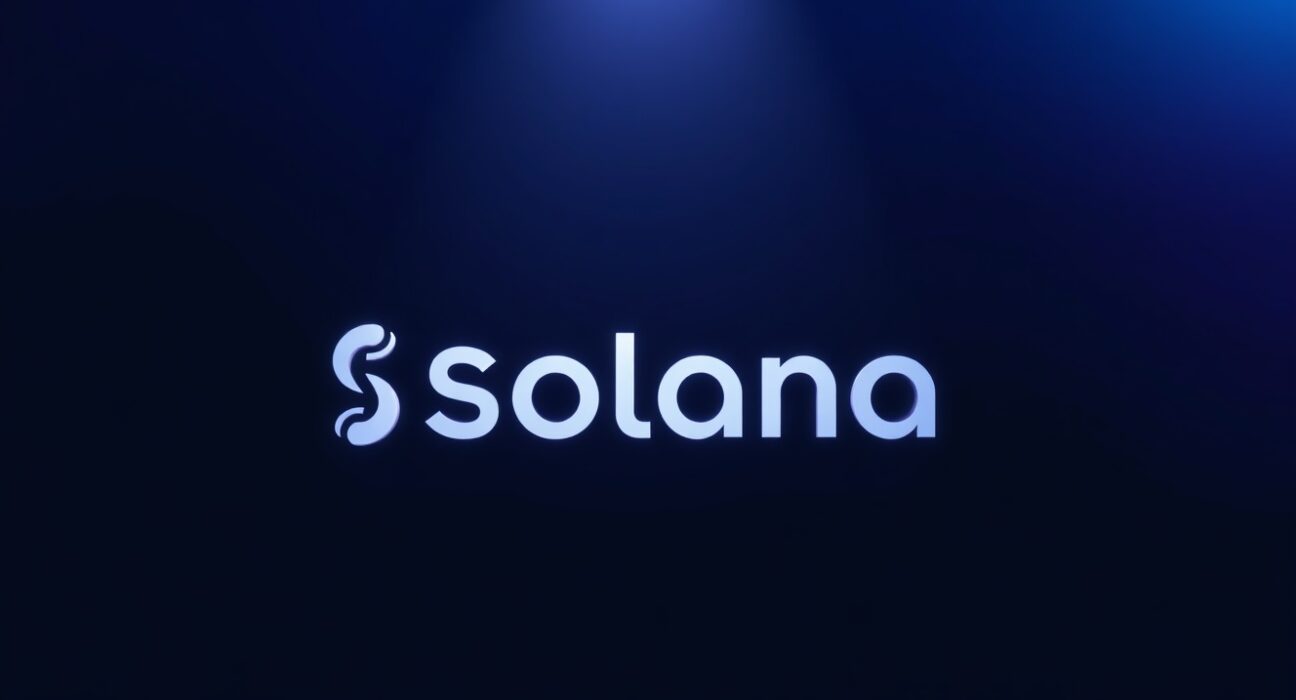 Solana logo on a dark gradient background representing cryptocurrency market analysis
