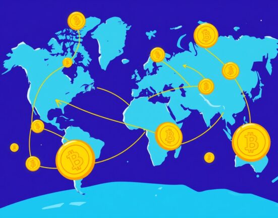 Blockchain-based cross-border payments connecting global financial networks through digital transactions