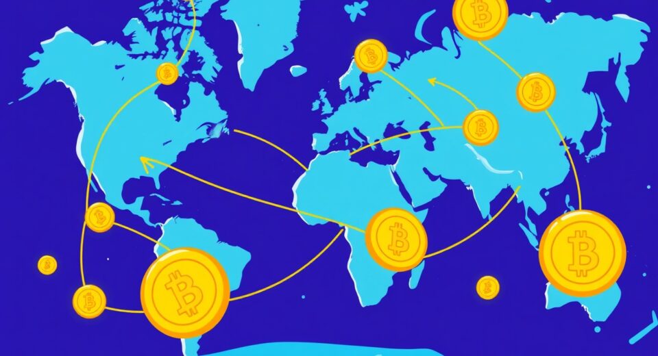 Blockchain-based cross-border payments connecting global financial networks through digital transactions