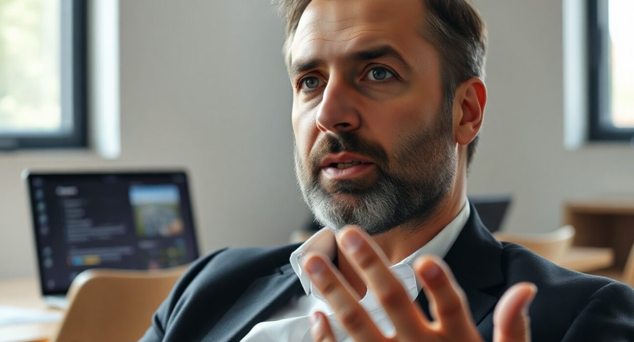 Anthropic CEO Dario Amodei speaks in an interview, addressing AI backlash and trust.