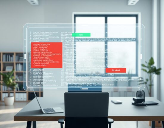 Claude auto mode AI interface reviewing code with safety overlays in a developer workspace.