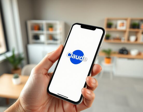 Claude AI's rising popularity shown through a smartphone in use.