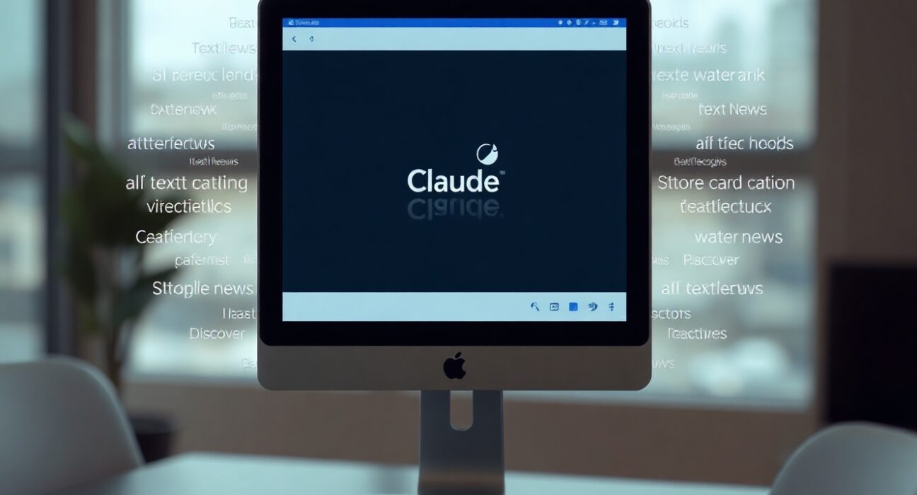 Computer screen displaying a chat interface with subtle digital watermark patterns, representing AI text watermarking.