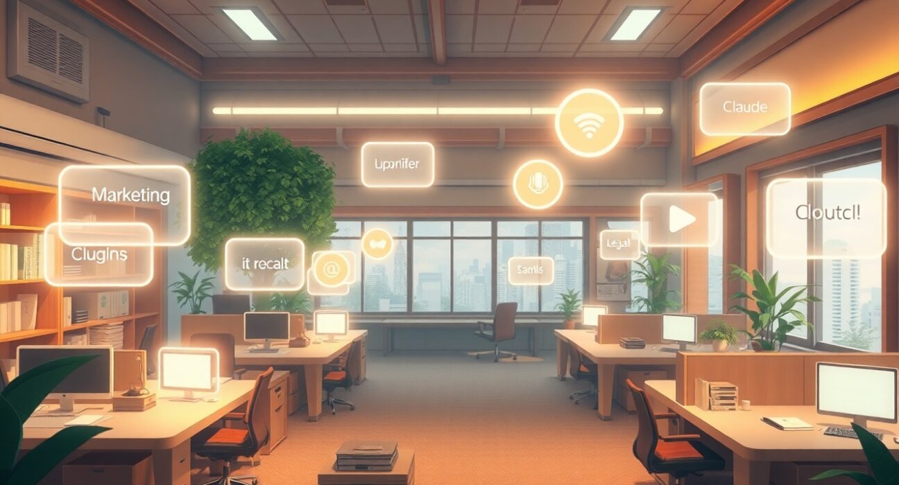 Anthropic Cowork plugins enabling Claude AI to automate enterprise workflows across departments