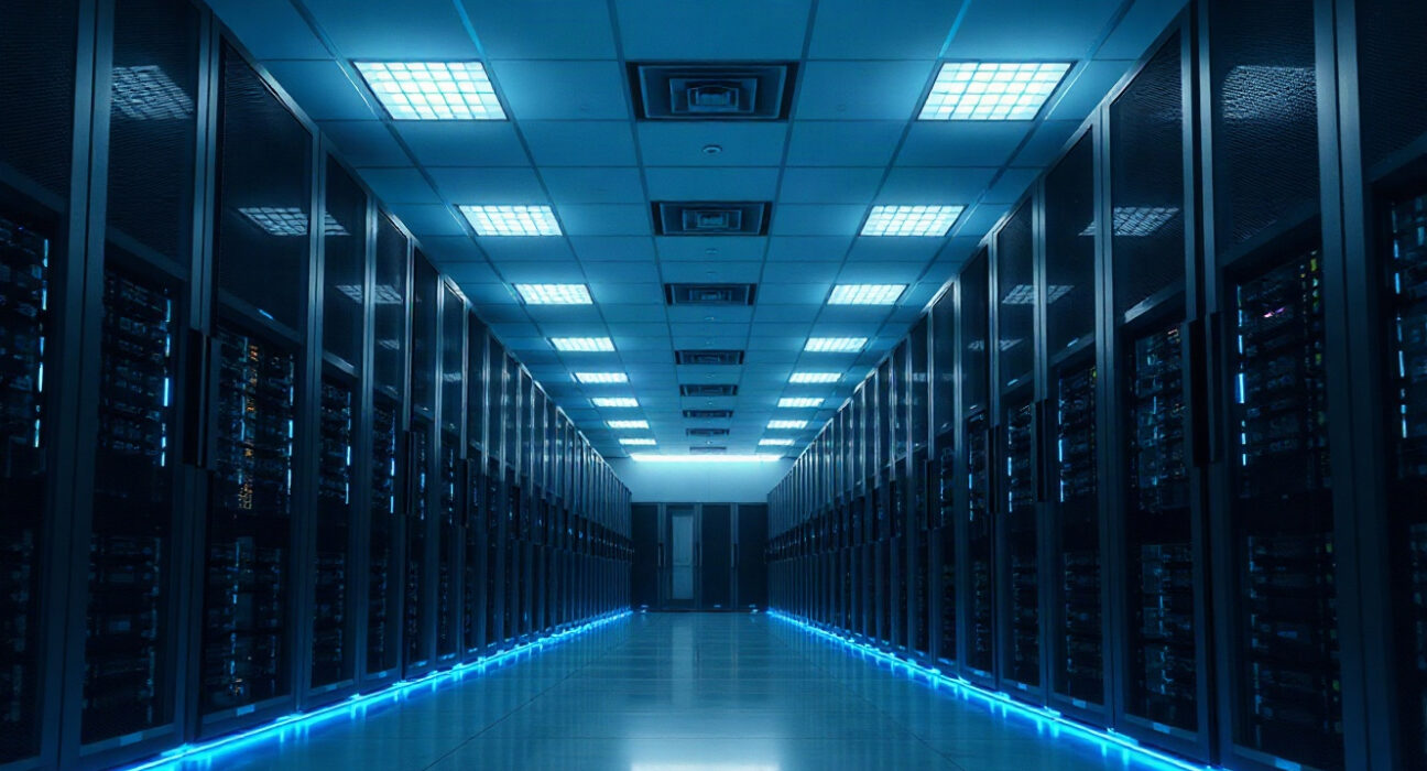Modern data center with server racks representing Anthropic's enterprise AI infrastructure