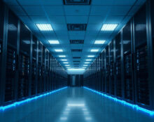 Modern data center with server racks representing Anthropic's enterprise AI infrastructure