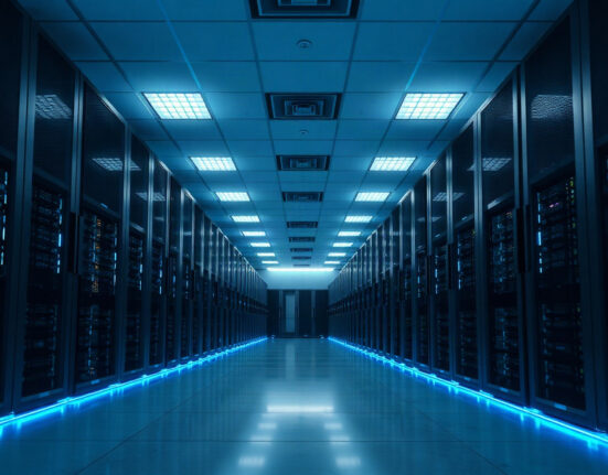Modern data center with server racks representing Anthropic's enterprise AI infrastructure
