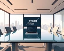 Anthropic fundraise boardroom with Claude AI interface and $900B valuation chart