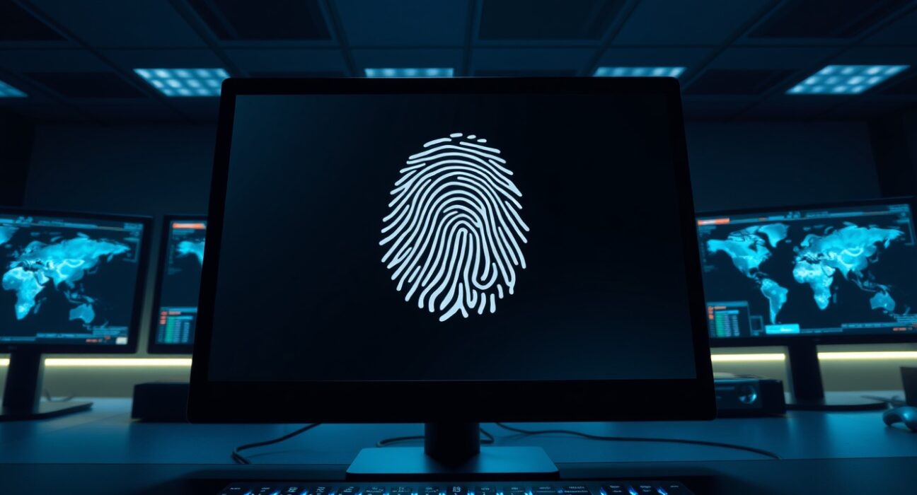 Anthropic Mythos cybersecurity interface with digital breach indicators in security operations center