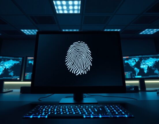 Anthropic Mythos cybersecurity interface with digital breach indicators in security operations center